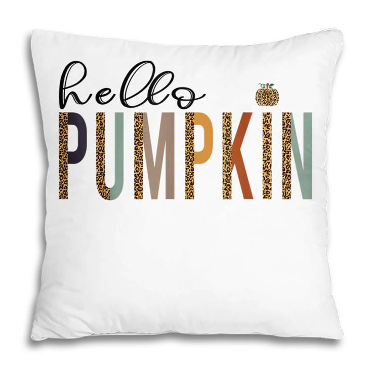 Leopard Pumpkin Hello Pumpkin Graphic Fall Halloween Costume  Pillow