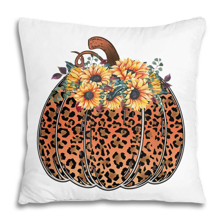 Leopard Pumpkin Womens Halloween Sunflowers Thanksgiving  Pillow