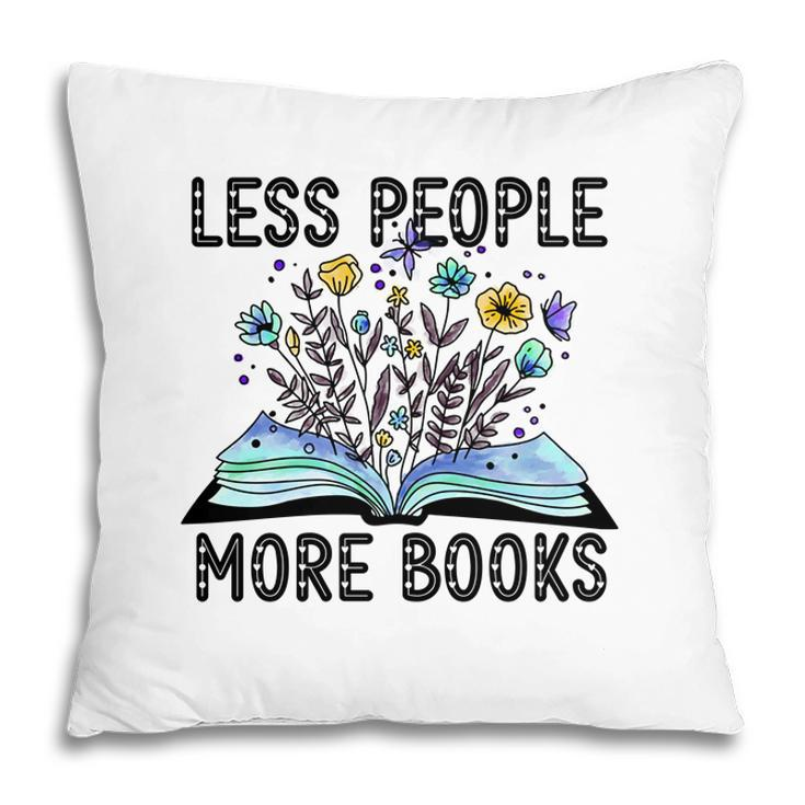 Less People More Books Teacher Black Graphic Pillow