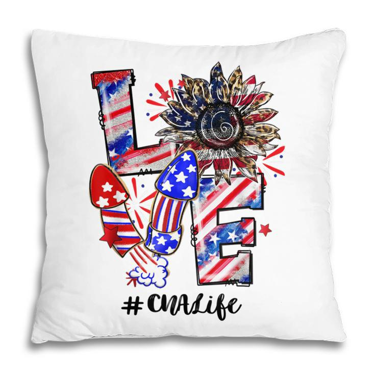 Love Sunflower Leopard Fireworks Cna Life 4Th Of July  Pillow