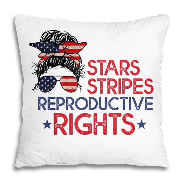 Messy Bun American Flag Pro Choice Star Stripes Equal Right  Pillow