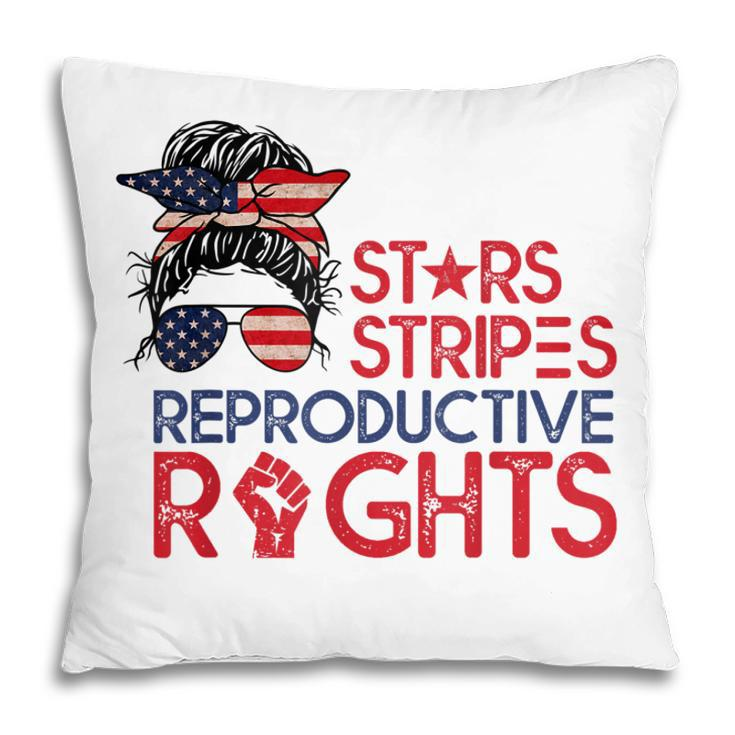 Messy Bun American Flag Pro Choice Star Stripes Equal Right  V2 Pillow