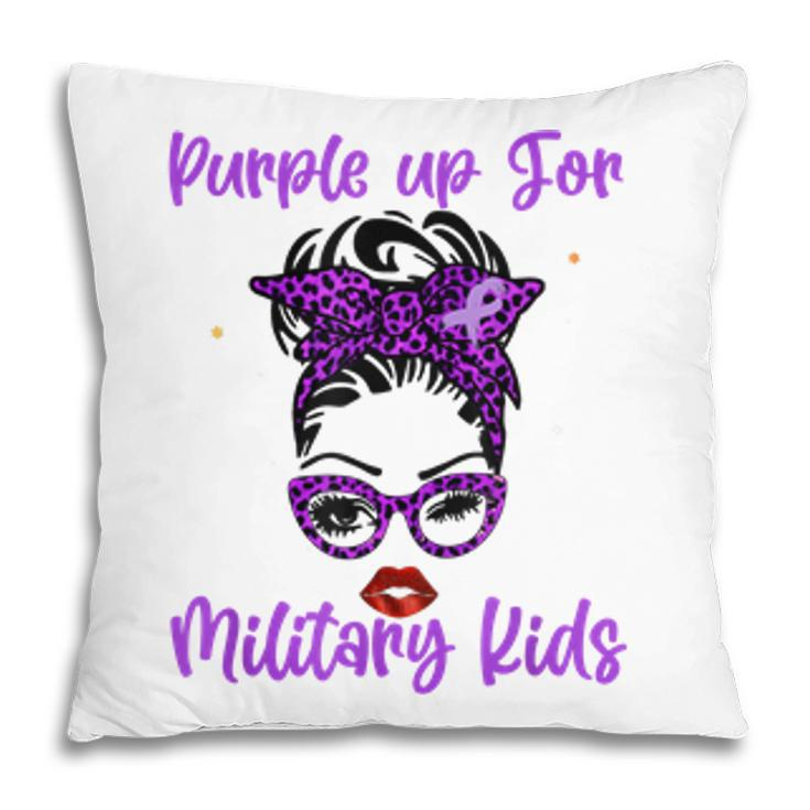 Messy Bun Purple Up Day For Military Kids Child Purple Up  Pillow