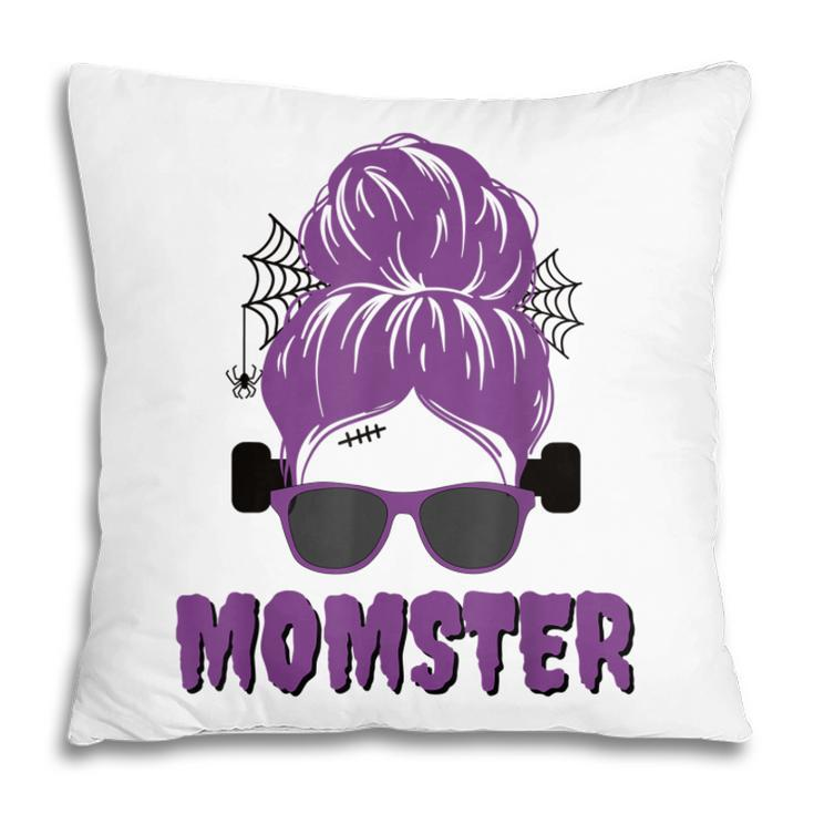 Momster Frankenstein Messy Bun Funny Mom Halloween Costume  Pillow