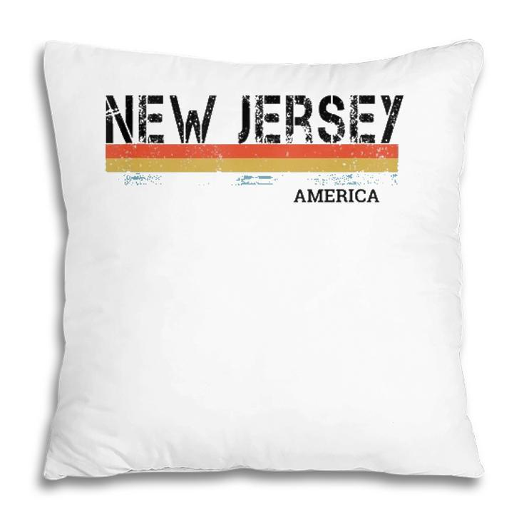 New Jersey Retro Vintage Stripes Pillow