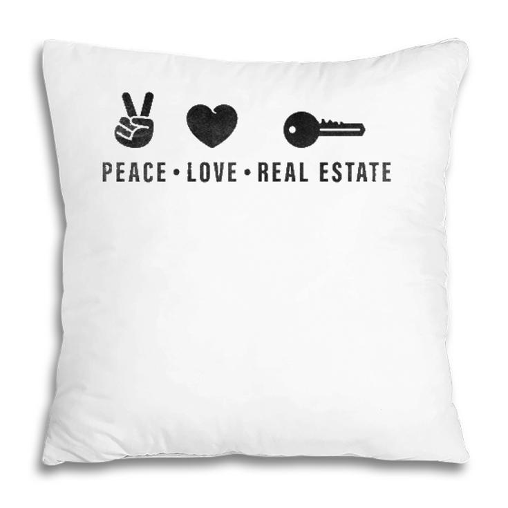 Peace Love Real Estate Funny Real Estate Agent Gift Raglan Baseball Tee Pillow