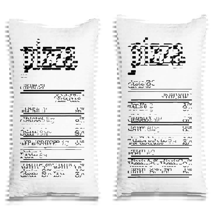 Pizza Nutrition Facts Funny For Thanksgiving Christmas Food Pillow