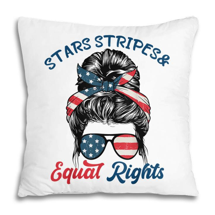 Pro Choice Feminist Stars Stripes Equal Rights Messy Bun  Pillow