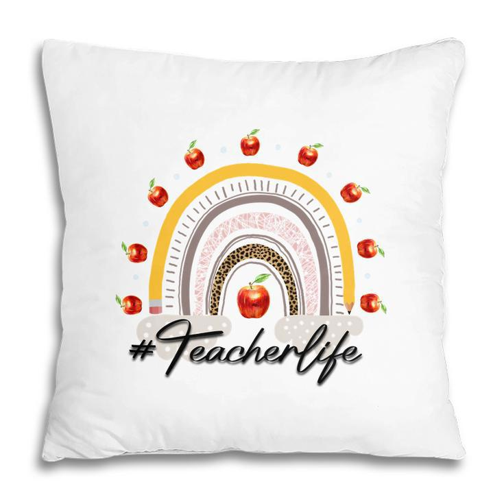Rainbow Teacher Black Graphic Apple Great Pillow