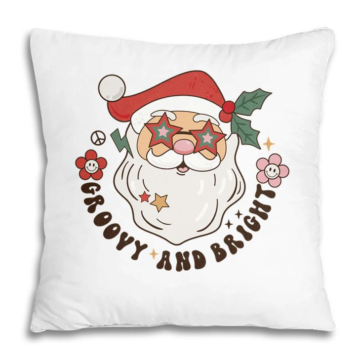 Retro Christmas Groovy And Bright Santa Pillow