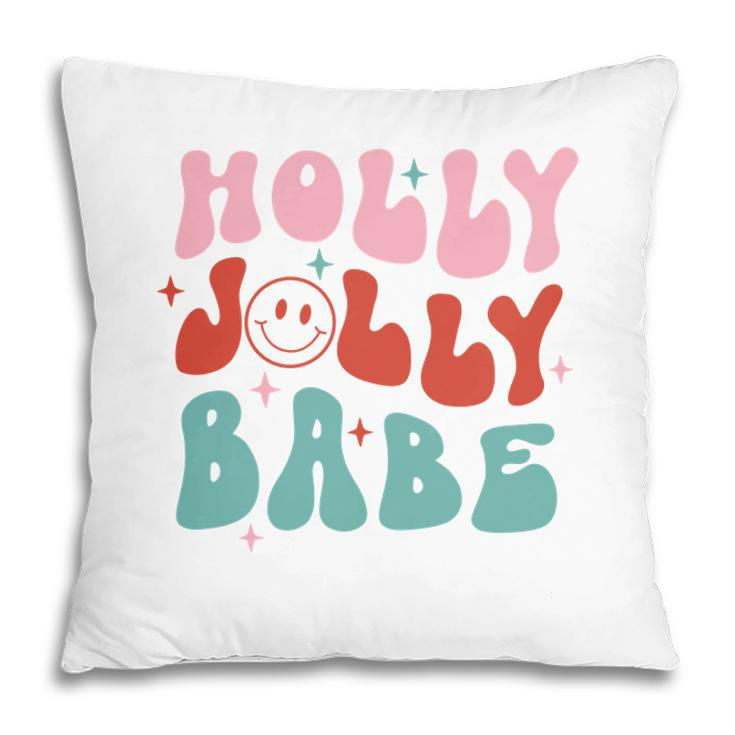 Retro Christmas Holly Jolly Babe V2 Pillow