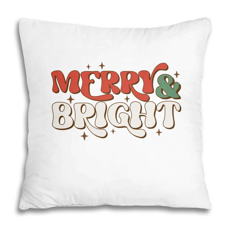Retro Christmas Merry And Bright Pillow