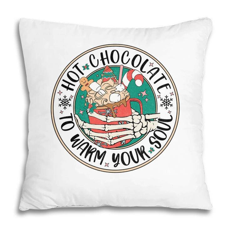 Retro Christmas Skeleton Hot Chocolate To Warn Your Soul Pillow