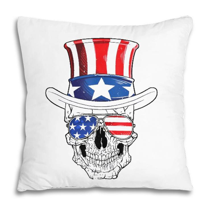 Skull 4Th Of July Uncle Sam Men Usa American Flag Sunglasses  Pillow