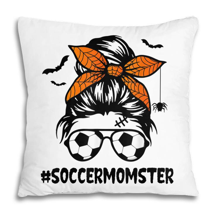 Soccer Momster  For Women Halloween Mom Messy Bun Hair  Pillow