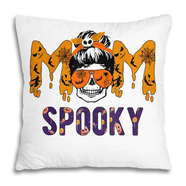 Spooky Mama Messy Skull Mom Witch Halloween Women  Pillow