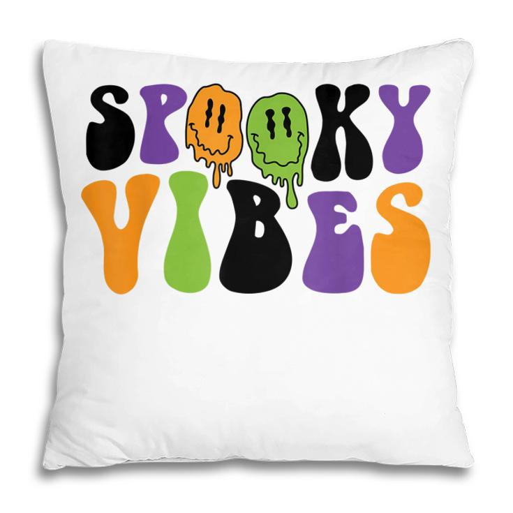 Spooky Vibes Dripping Smile Face Funny Halloween Night Party  Pillow
