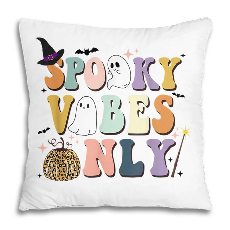 Spooky Vibes Only Retro Halloween Pumpkin Ghost Boo Kids  Pillow