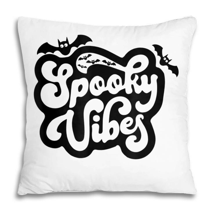Spooky Vibes Pumpkin And Spiderweb Halloween Vintage V2 Pillow
