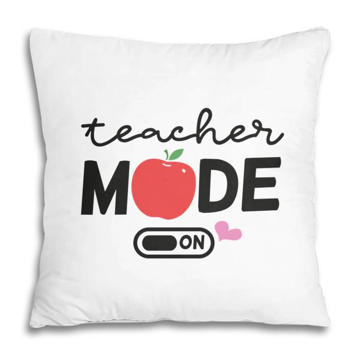 Teacher Mode On Apple Pink Heart Decor Pillow