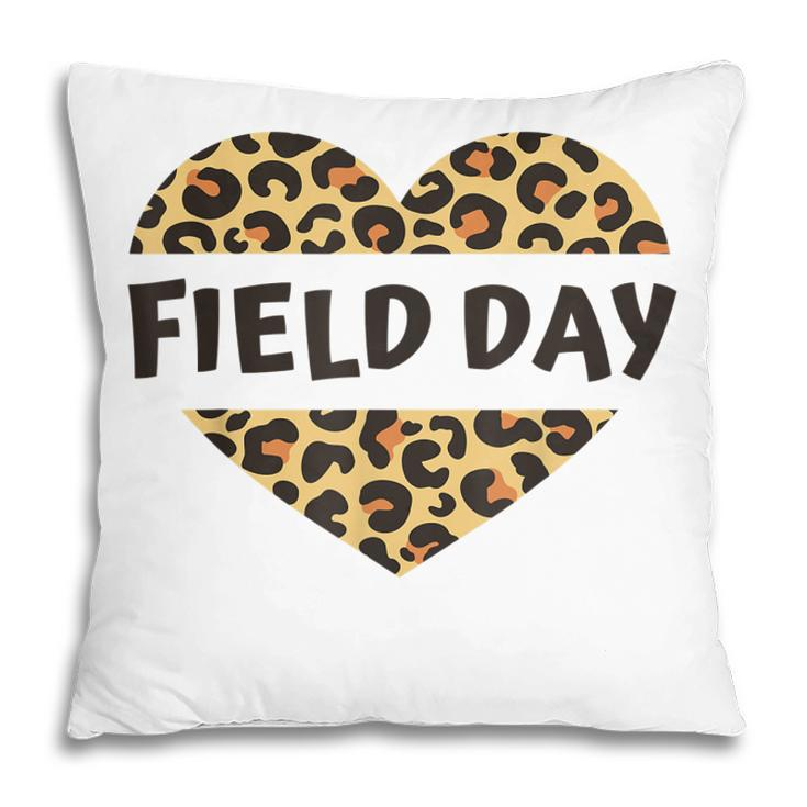 Teachers Field Day Leopard Heart Last Day Of School Kids Men  Pillow