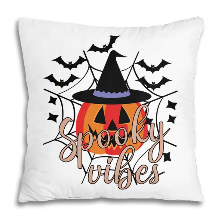 Thick Thights And Spooky Vibes Halloween Pumpkin Ghost Pillow