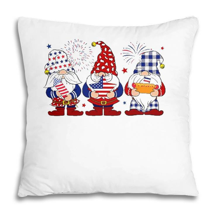 Three Gnomes 4Th Of July Independence Day American Flag Gift Pillow