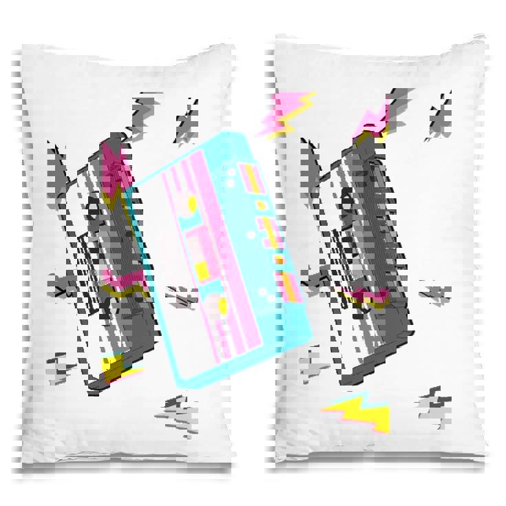 Vintage Cassette Tape In 80S 90S Retro Neon Style Pillow