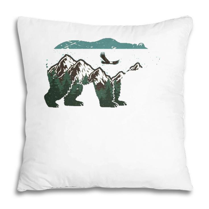 Vintage National Parkbear Wildlife Mountains Pillow