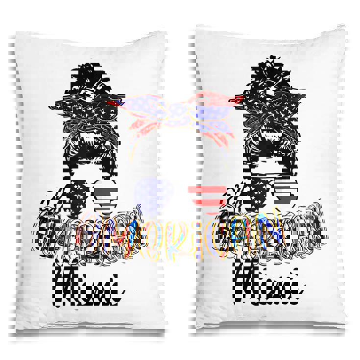 Womens All American Mimi Messy Bun 4Th Of July Independence Day  Pillow
