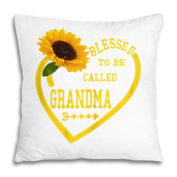 Womens Blessed To Be Called Grandma Mothers Day Sunflower Hearts  Pillow