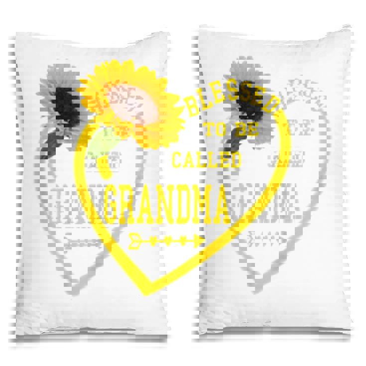 Womens Blessed To Be Called Grandma Mothers Day Sunflower Hearts  Pillow