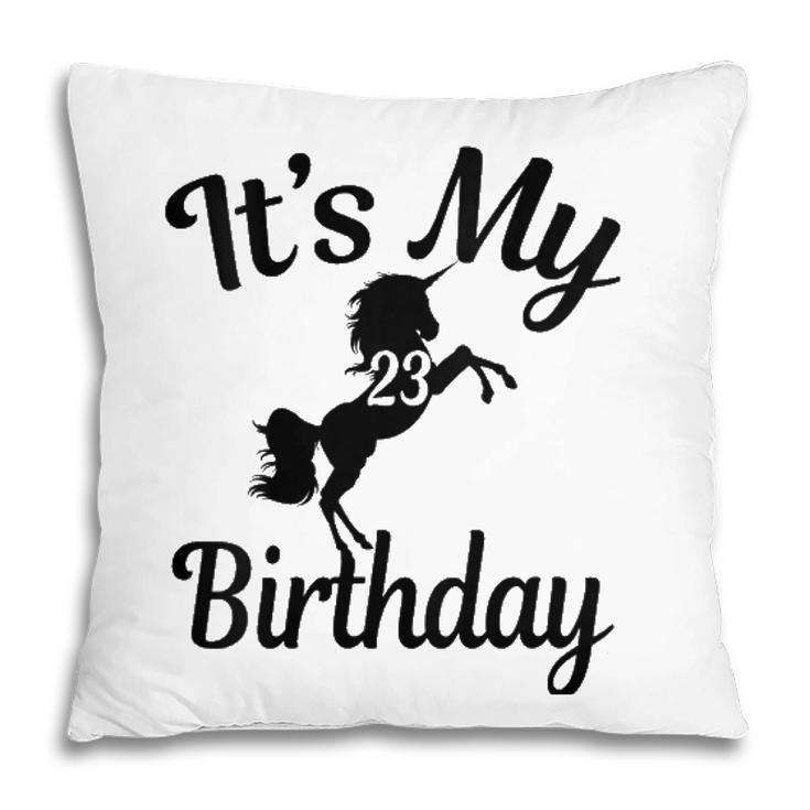 Womens Its My 23Rd Birthday Unicorns 23 Years Old B-Day Gifts V-Neck Pillow