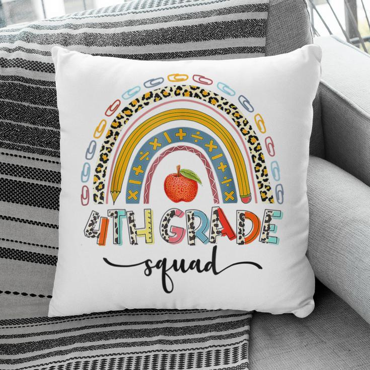 4Th Grade Squad Leopard Rainbow Girls Boys Teacher Pillow