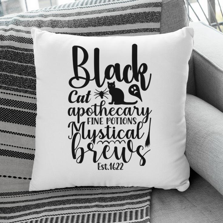 Black Cat Apothecary Fine Potions Mystical Brews Halloween Pillow