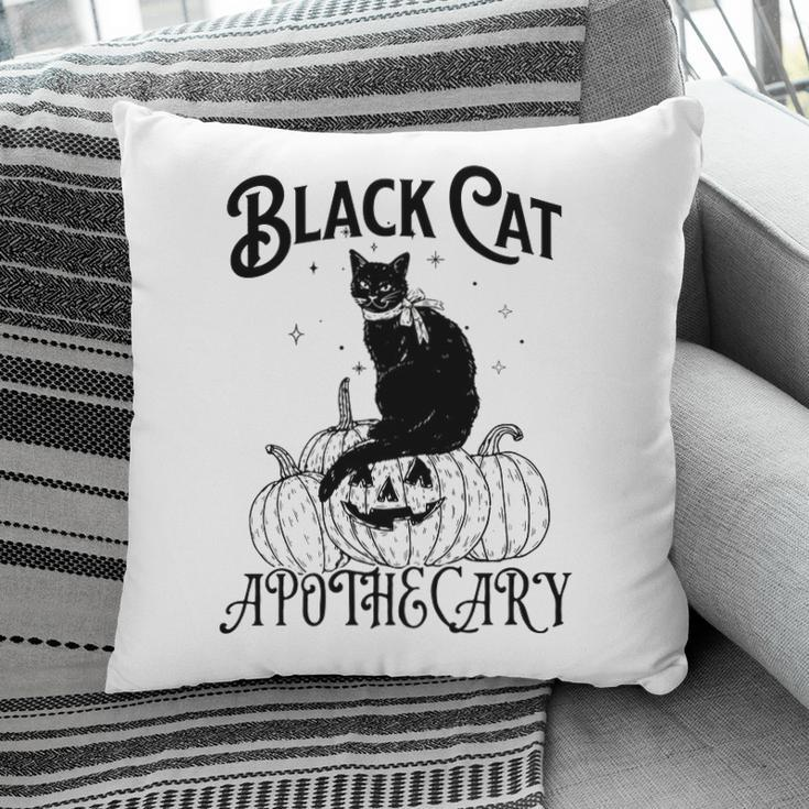 Black Cat Apothecary Pumpkin Halloween Pillow