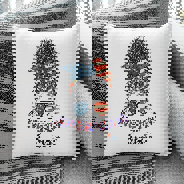 Black Women Girls Queen Afro African American Flag July 4Th Pillow