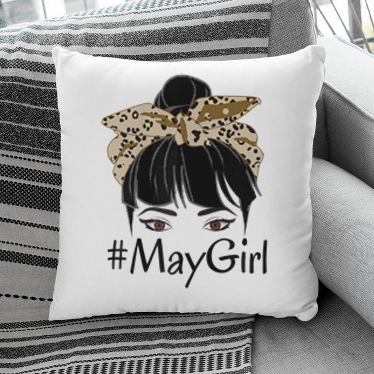 Cute May Girl Leopard Birthday For Queen Born May Birthday Pillow