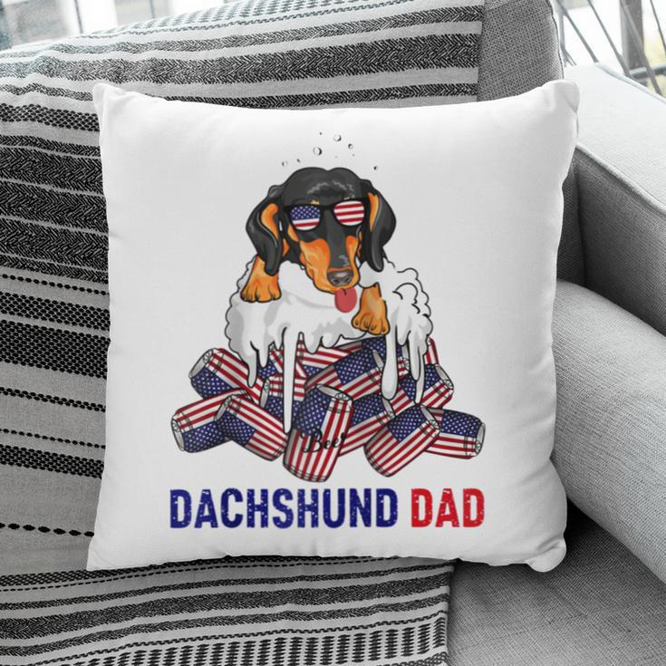 Dachshund Dad Beer Drinking 4Th Of July Us Flag Patriotic Pillow