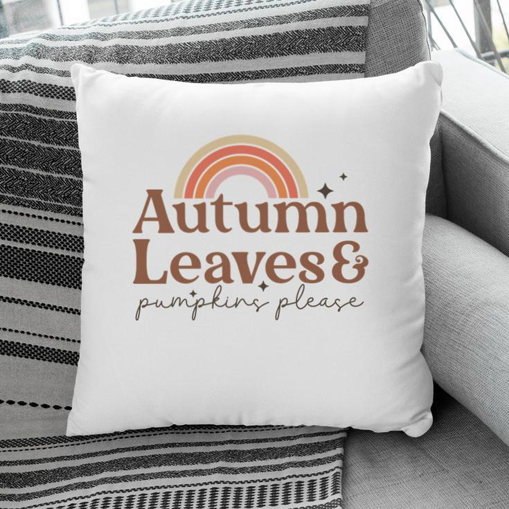 Fall Retro Autumn Leaves Pumpkins Please Thanksgiving Quotes Autumn Season Pillow