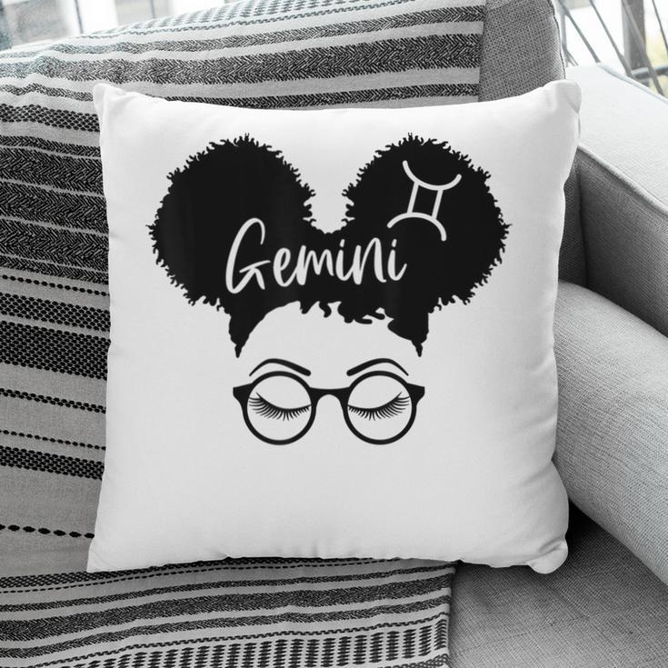 Gemini Zodiac Sign Afro Girl African Hair Astrology Birthday Pillow