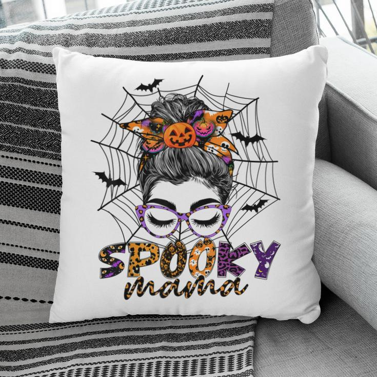Halloween Spooky Mama Costume Messy Bun Spider Web For Mom Pillow