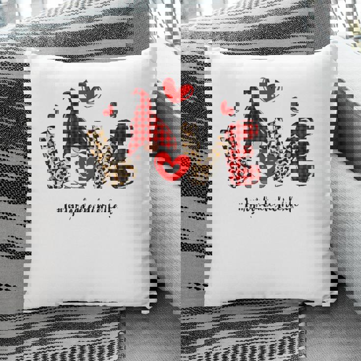 Love 1St Grade Teacher Life Buffalo Plaid Valentines Gnome Pillow