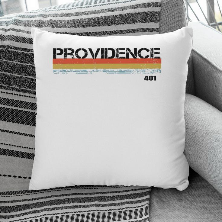 Providence Area Code Retro Vintage Stripes Pillow