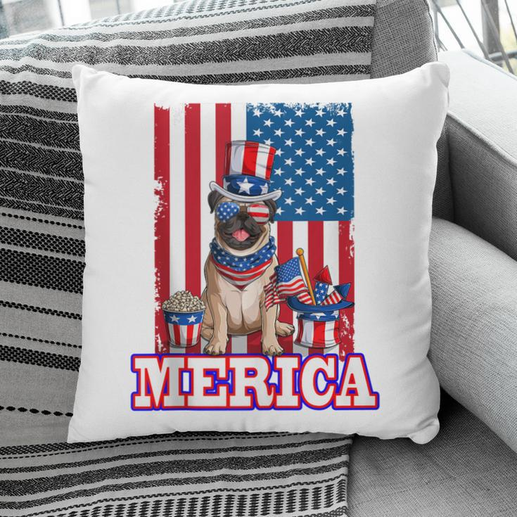 Pug Dad Mom 4Th Of July American Flag Merica Dog Pillow