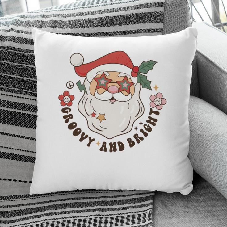 Retro Christmas Groovy And Bright Santa Pillow