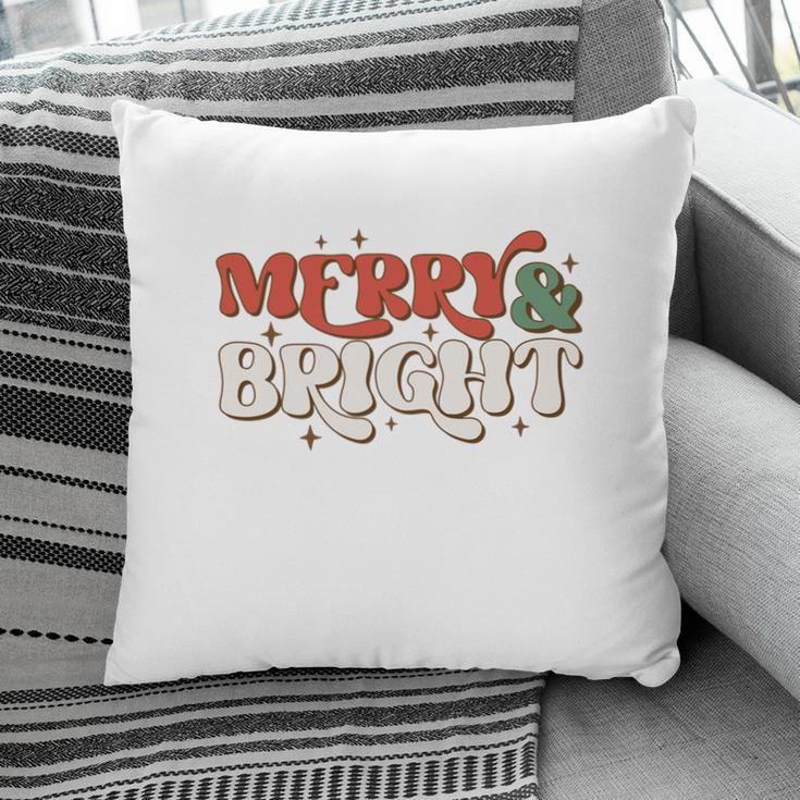 Retro Christmas Merry And Bright Pillow