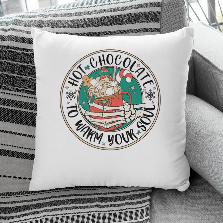 Retro Christmas Skeleton Hot Chocolate To Warn Your Soul Pillow