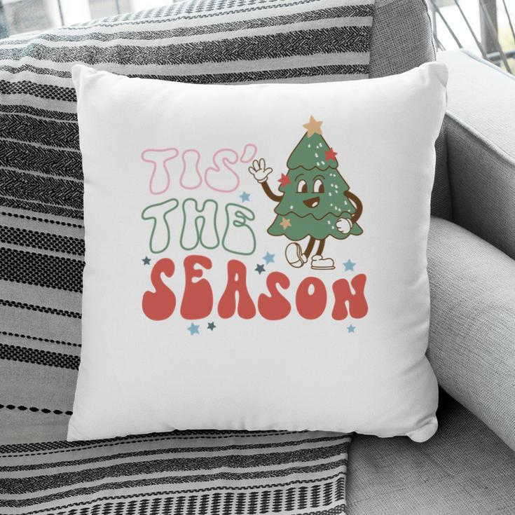 Retro Christmas Tis The Season Vintage Christmas Tree Pillow
