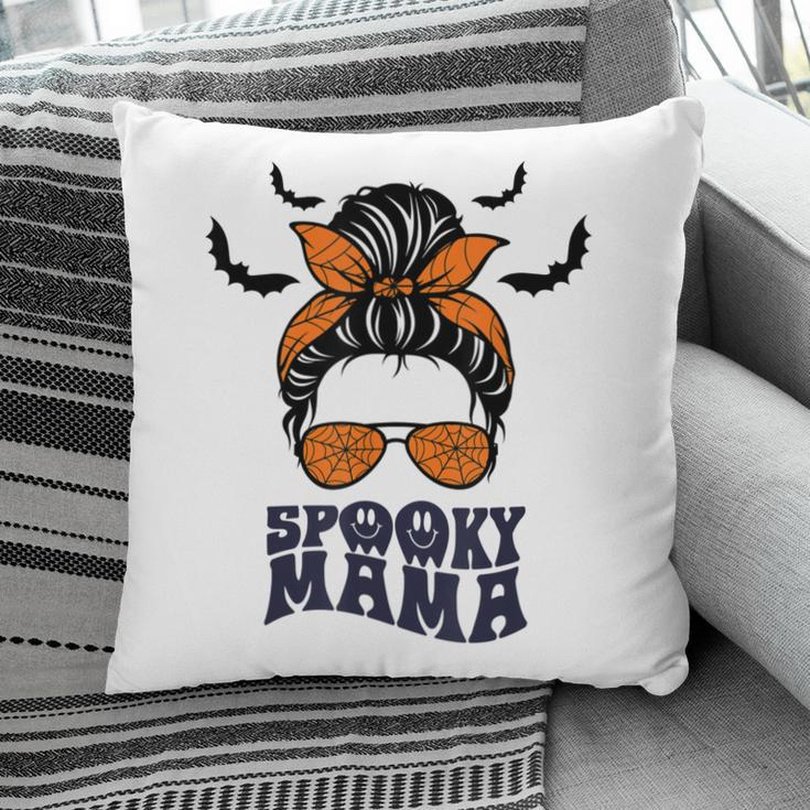 Retro Halloween Spooky Mama Messy Bun Funny Costume For Mom Pillow